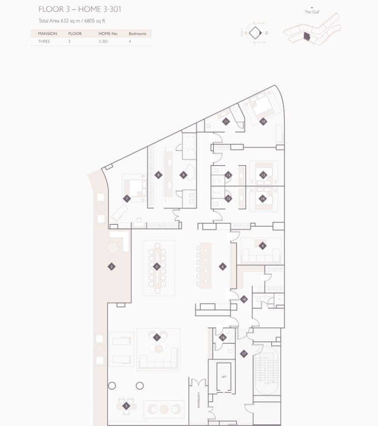 Alef Residences Mansions 3 – 301 Floor Plans