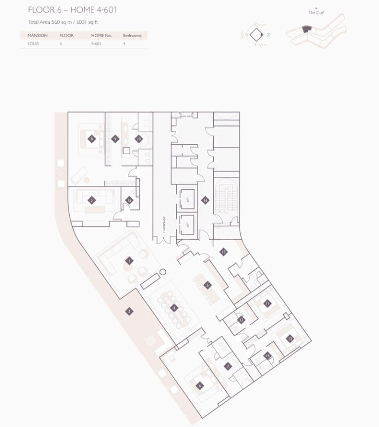 Alef Residences Mansions 4 – 601 Floor Plans
