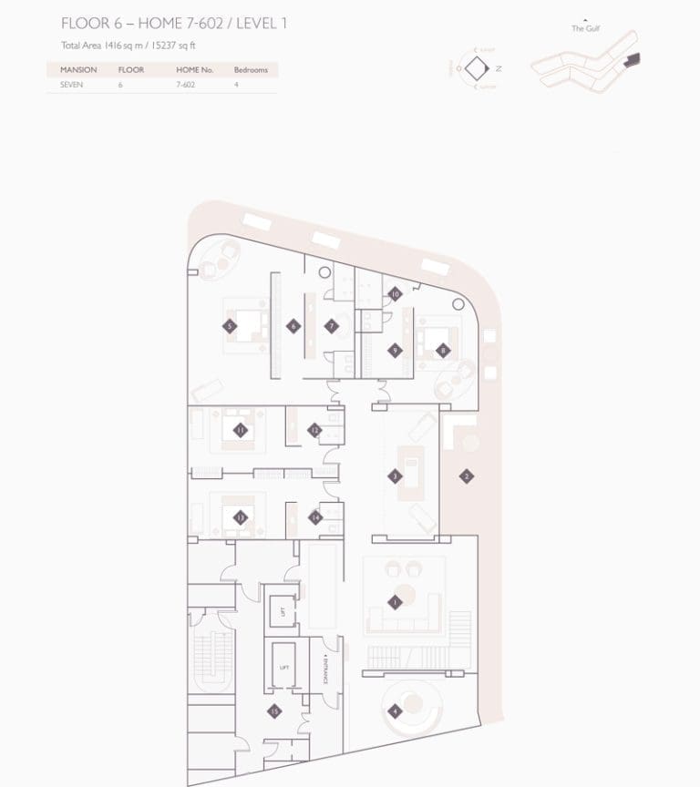 Alef Residences Mansions 7 – 602 Level 1 Floor Plans