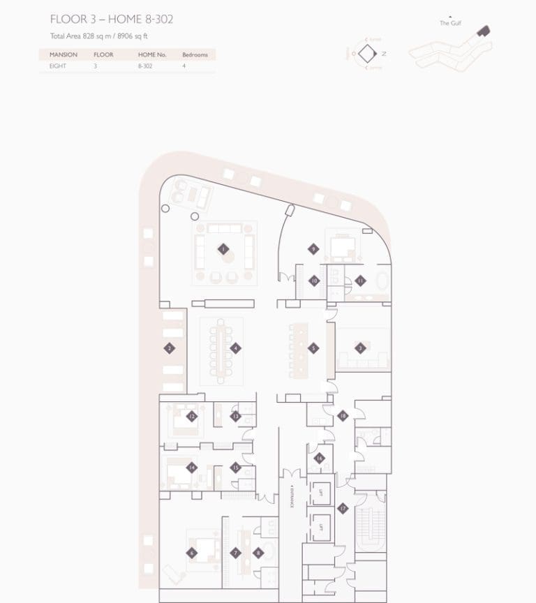 Alef Residences Mansions 8 – 302 Floor Plans