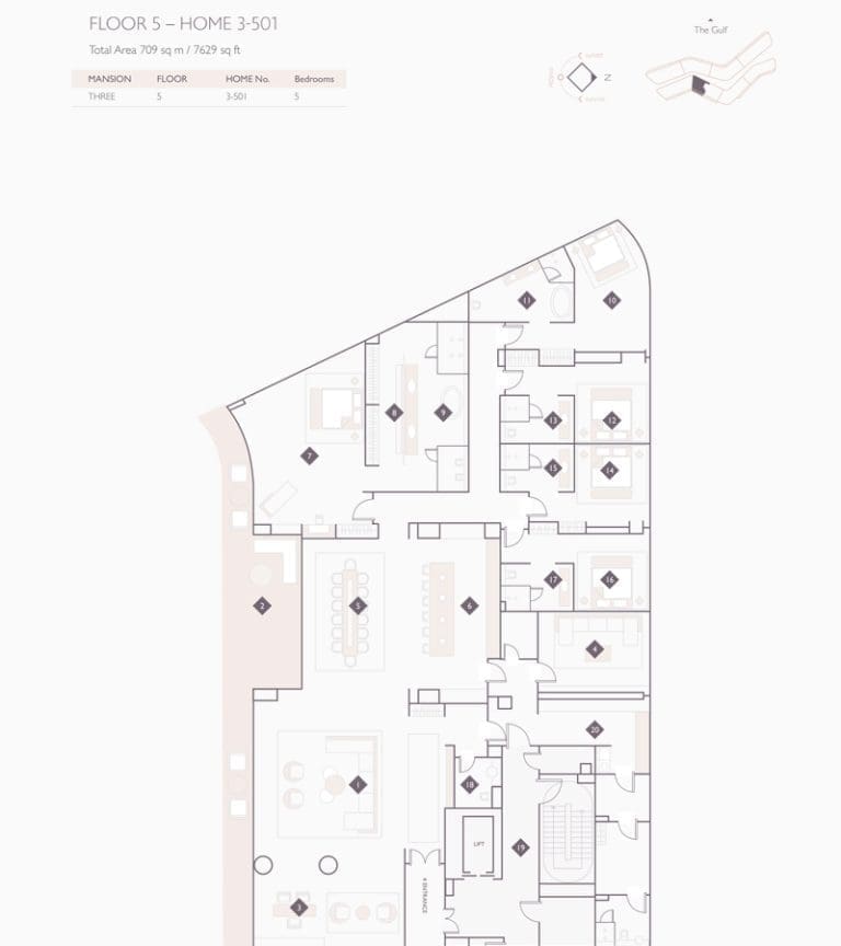 Alef Residences Mansion 3 – 501 Floor Plans