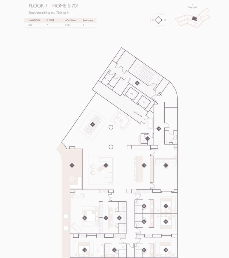 Alef Residences Mansions 6 – 701 Floor Plans