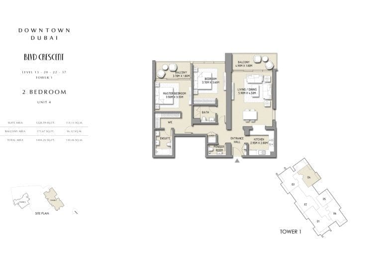 Boulevard Crescent Tower 1 – 2 Bedroom Apartment Unit 4 Floor Plans