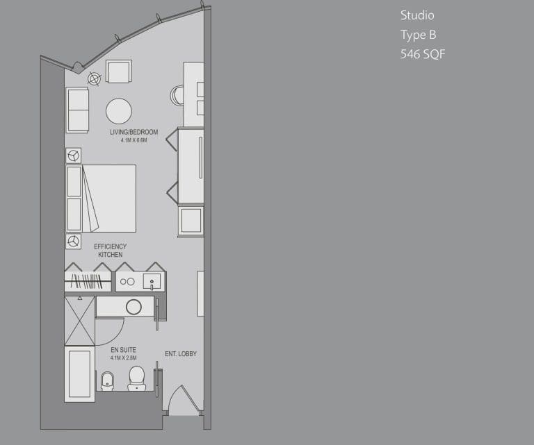 Burj Khalifa Studio Apartment Type B Floor Plans