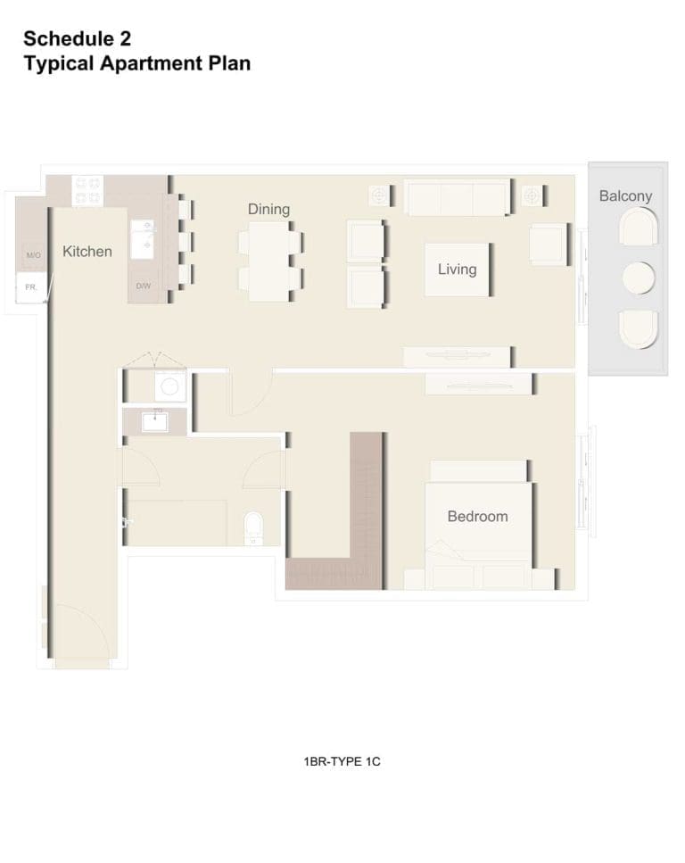 Eaton Place 1 Bedroom Apartment Type 1C Floor Plans