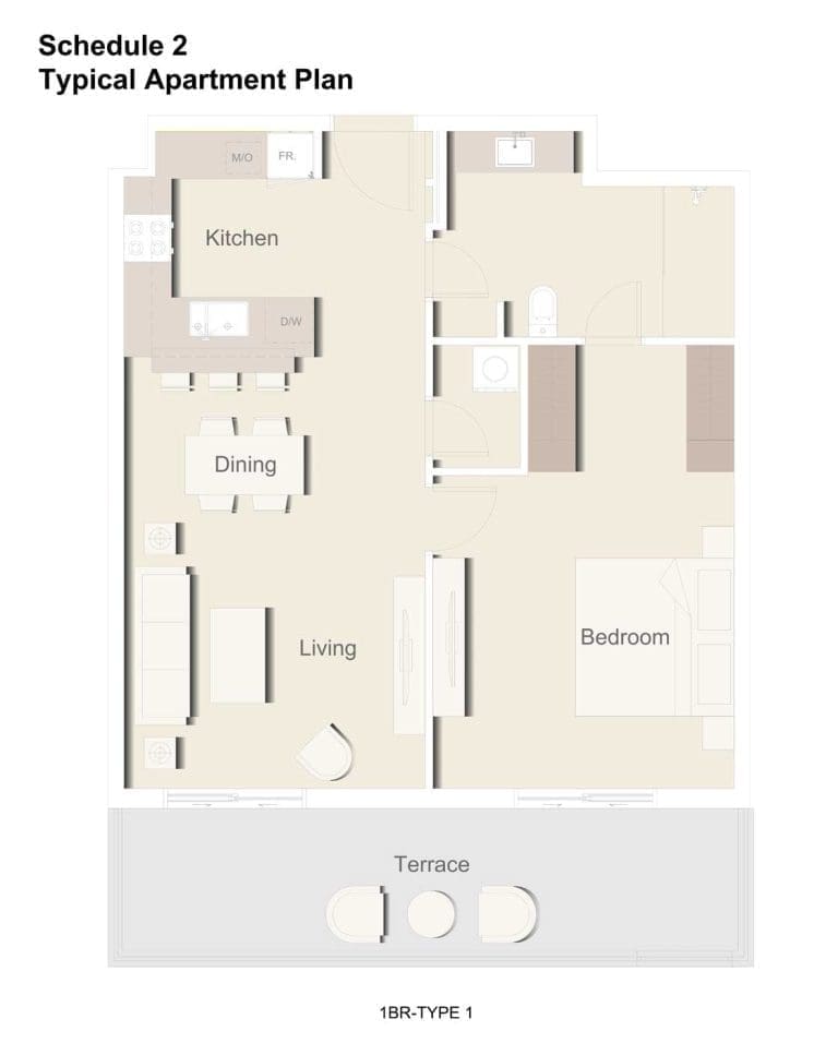 Eaton Place 1 Bedroom Apartment Type 1 Floor Plans