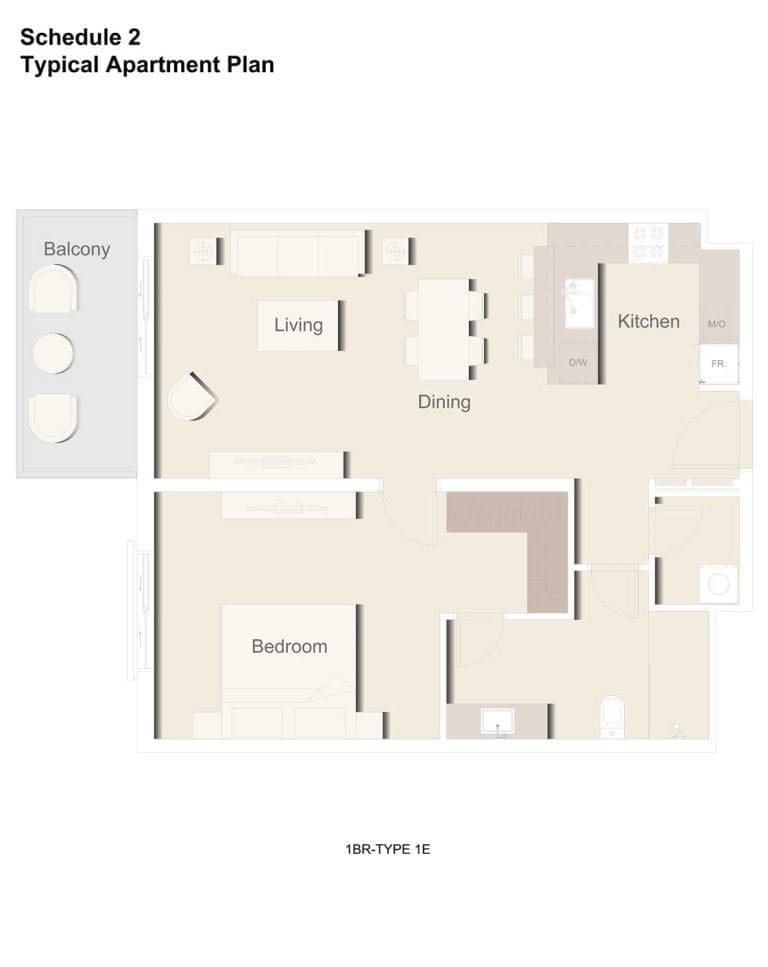 Eaton Place 1 Bedroom Apartment Type 1E Floor Plans