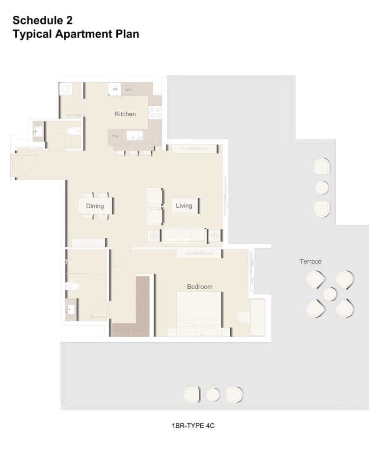 Eaton Place 1 Bedroom Apartment Type 4C Floor Plans