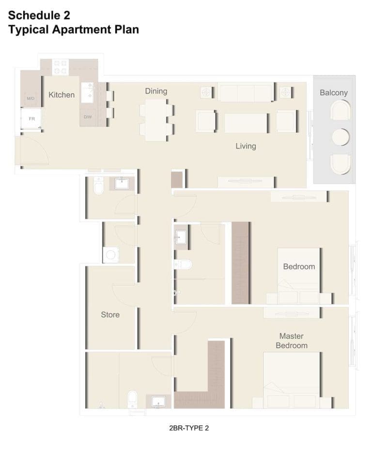Eaton Place 2 Bedroom Apartment Type 2 Floor Plans