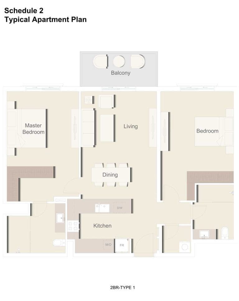 Eaton Place 2 Bedroom Apartment Type 1 Floor Plans