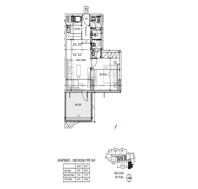 Damac Elegance Tower 1 Bedroom Apartment Type 1B-F Floor Plans