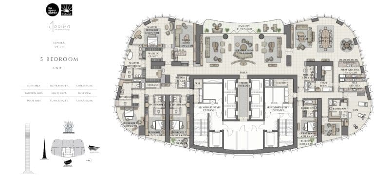 IL Primo 5 Bedroom Apartment Unit 1 Floor Plans