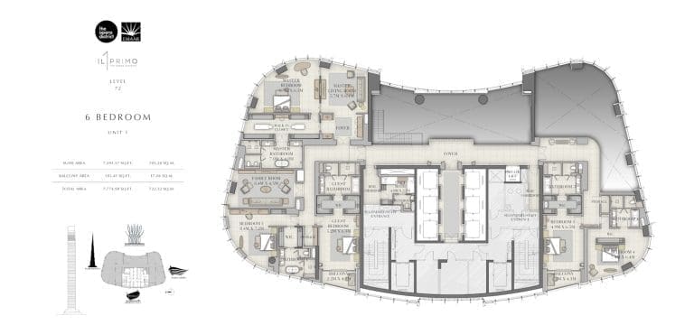 IL Primo 6 Bedroom Apartment Unit 1-1 Floor Plans