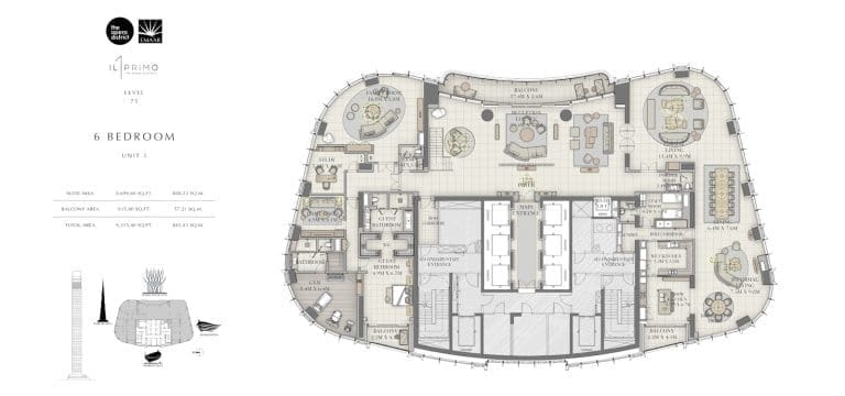 IL Primo 6 Bedroom Apartment Unit 3-1 Floor Plans