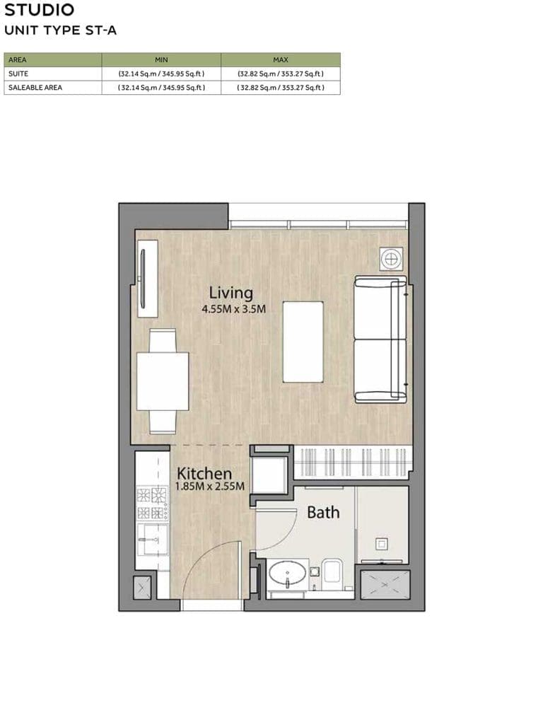 Liva Studio Type ST – A Floor Plans