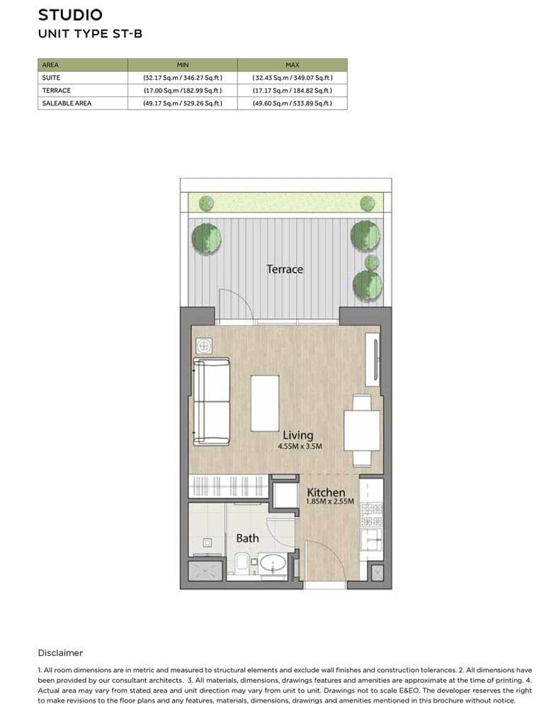 Liva Studio Type ST – B Floor Plans