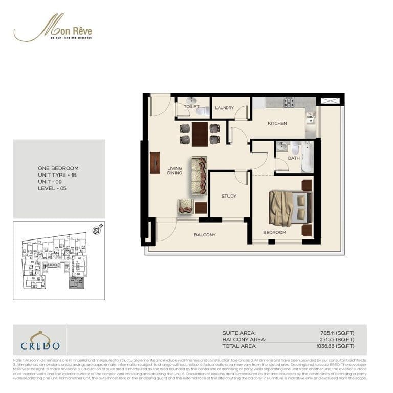 Mon Reve 1 Bedroom Apartment Type 1B Floor Plans