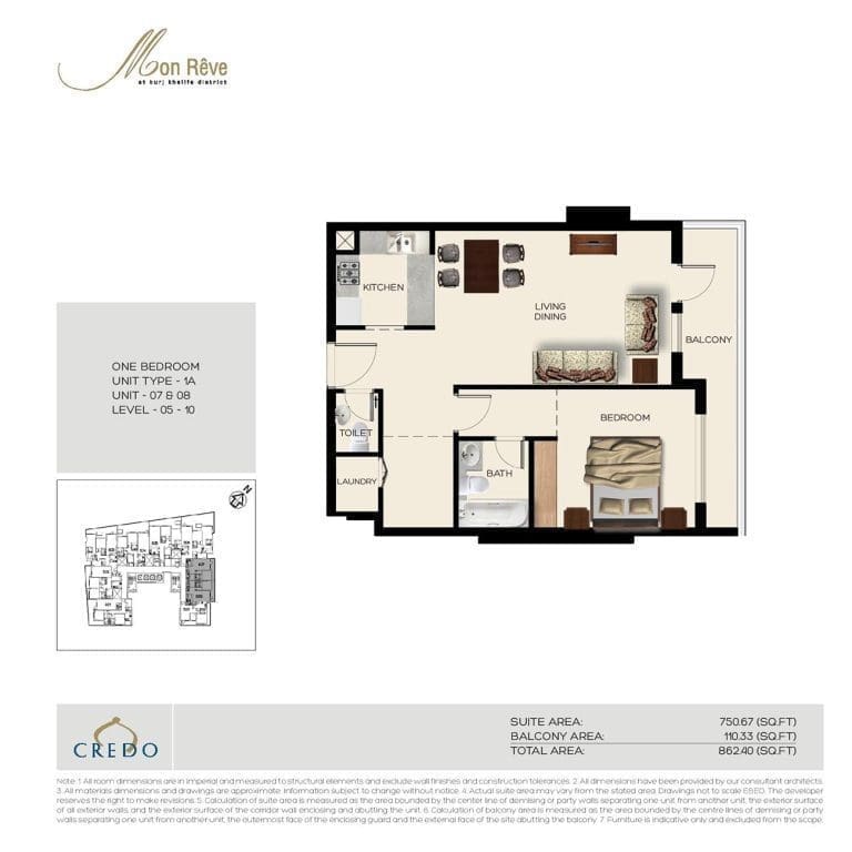 Mon Reve 1 Bedroom Apartment Type 1A Floor Plans