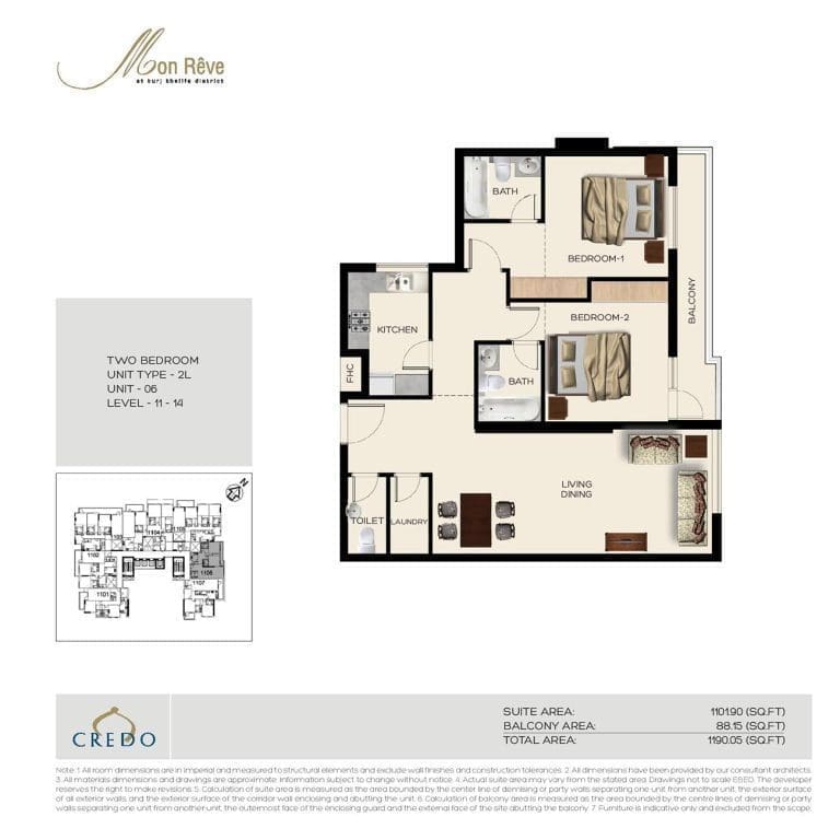 Mon Reve 2 Bedroom Apartment Type 2L Floor Plans