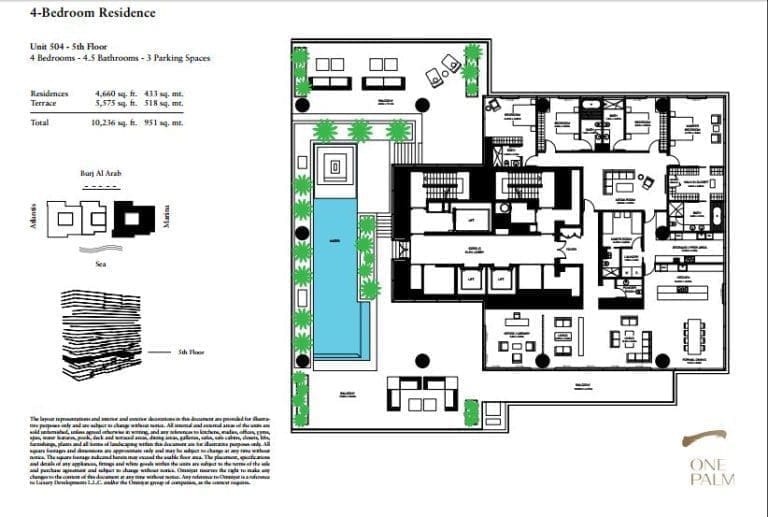 One at Palm Jumeirah 4 Bedroom Residence 504 Floor Plans