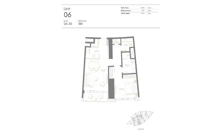Palm Beach Tower 1 Bedroom Apartment Level 26-325 Unit 06 Floor Plans