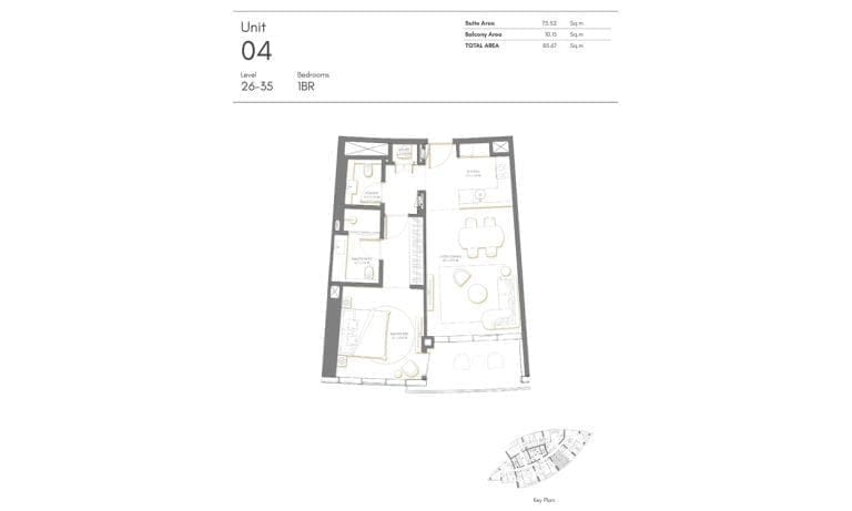 Palm Beach Tower 1 Bedroom Apartment Level 26-325 Unit 04 Floor Plans