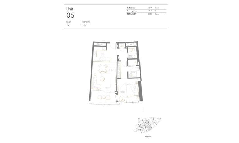 Palm Beach Tower 1 Bedroom Apartment Level 15 Unit 05 Floor Plans
