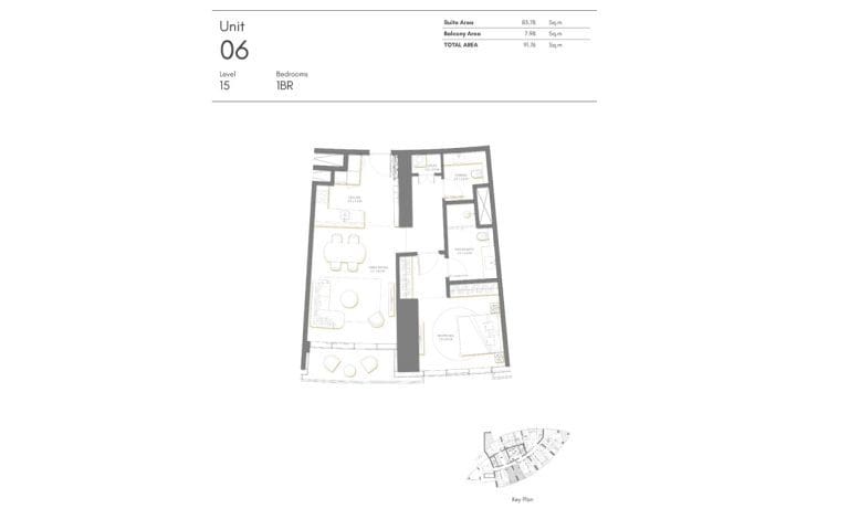 Palm Beach Tower 1 Bedroom Apartment Level 15 Unit 06 Floor Plans