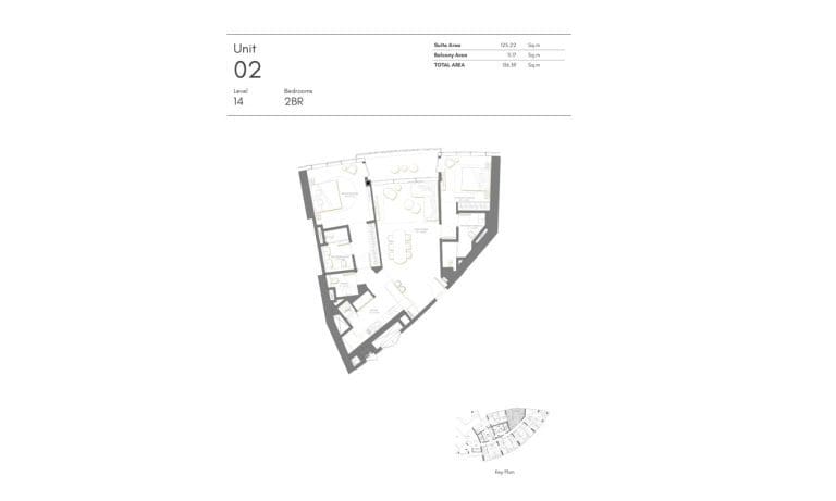 Palm Beach Tower 2 Bedroom Apartment Level 14 Unit 02 Floor Plans