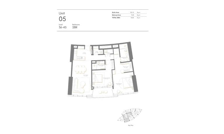 Palm Beach Tower 2 Bedroom Apartment Level 36-45 Unit 05 Floor Plans