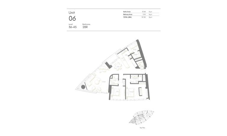 Palm Beach Tower 2 Bedroom Apartment Level 36-45 Unit 06 Floor Plans