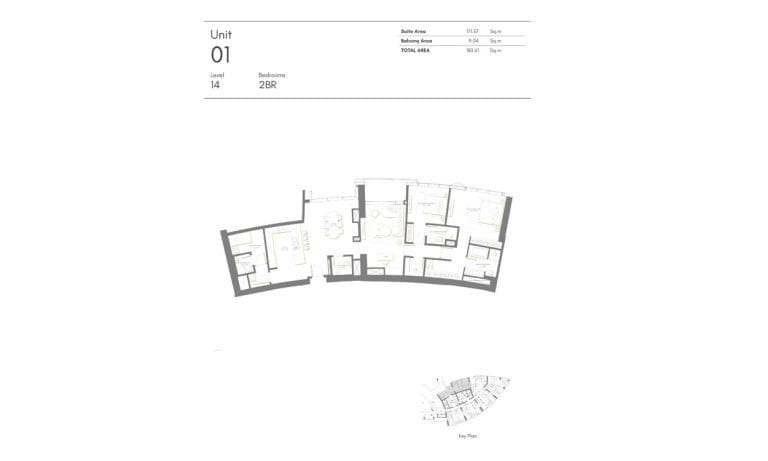 Palm Beach Tower 2 Bedroom Apartment Level 14 Unit 01 Floor Plans
