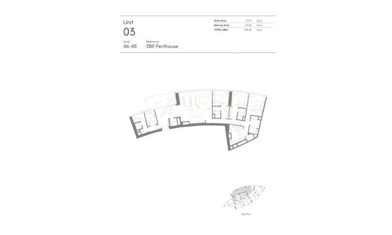 Palm Beach Tower 3 Bedroom Penthouse Level 46-48 Unit 03 Floor Plans