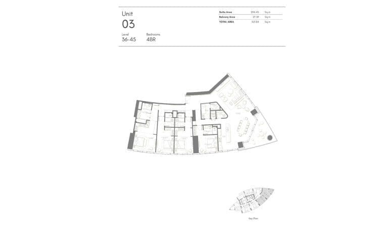 Palm Beach Tower 4 Bedroom Apartment Level 36-45 Unit 03 Floor Plans