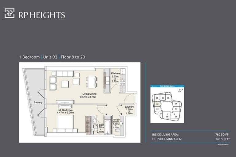 RP Heights 1 Bedroom Apartment Unit 02 Floor Plans