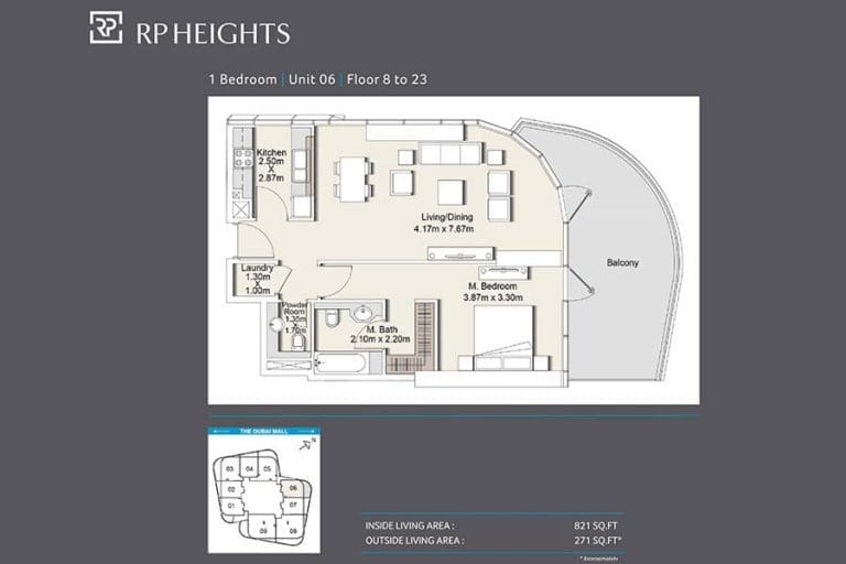 RP Heights 1 Bedroom Apartment Unit 06 Floor Plans