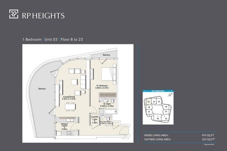 RP Heights 1 Bedroom Apartment Unit 03 Floor Plans