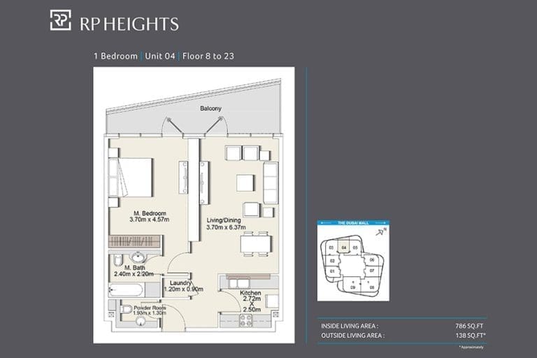 RP Heights 1 Bedroom Apartment Unit 04 Floor Plans
