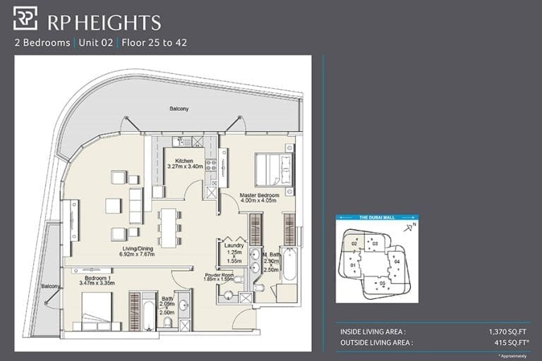 RP Heights 2 Bedroom Apartment Unit 2 Floor Plans