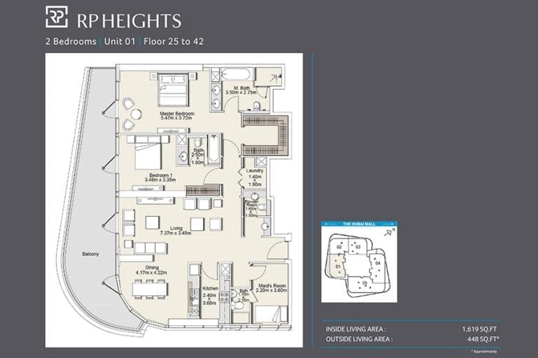 RP Heights 2 Bedroom Apartment Unit 1-1 Floor Plans