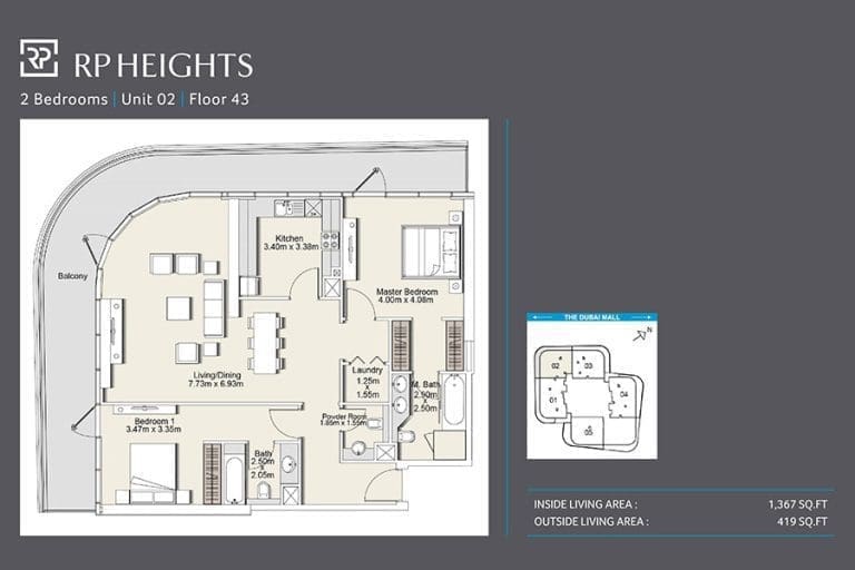 RP Heights 2 Bedroom Apartment Unit 2-1 Floor Plans