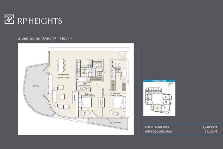 RP Heights 2 Bedroom Apartment Unit 14 Floor Plans