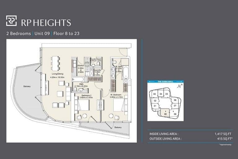 RP Heights 2 Bedroom Apartment Unit 9 Floor Plans