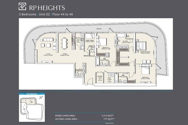 RP Heights 3 Bedroom Apartment Unit 2 Floor Plans