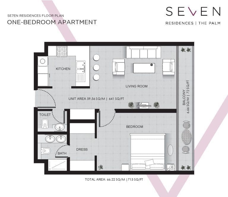 Se7en Residences 1 Bedroom Apartment Floor Plans
