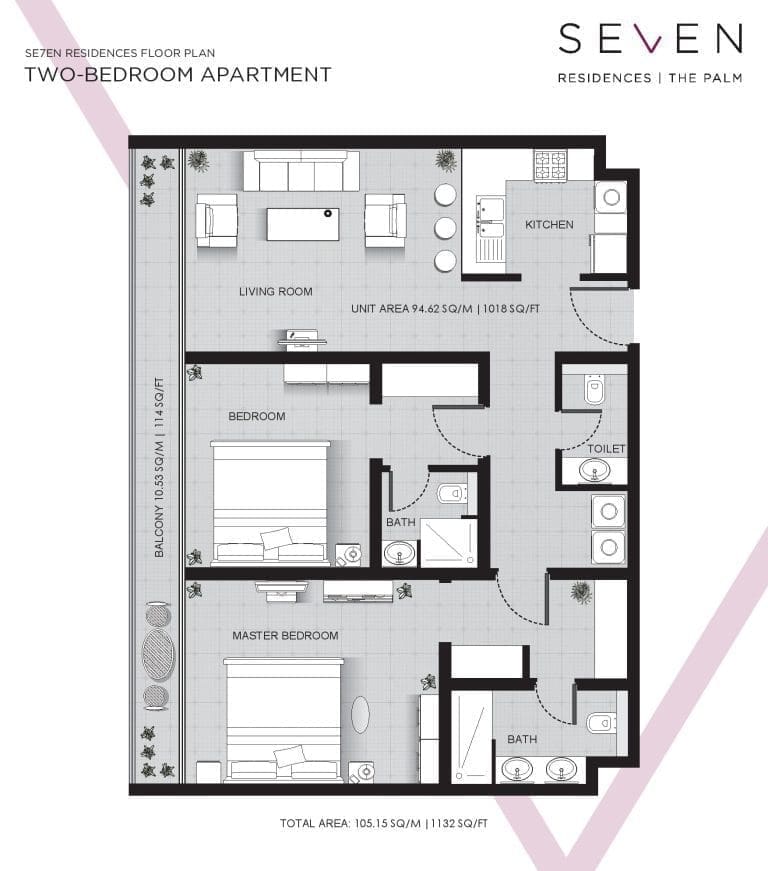Se7en Residences 2 Bedroom Apartment Floor Plans