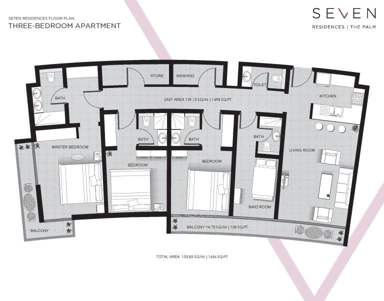 Se7en Residences 3 Bedroom Apartment Floor Plans
