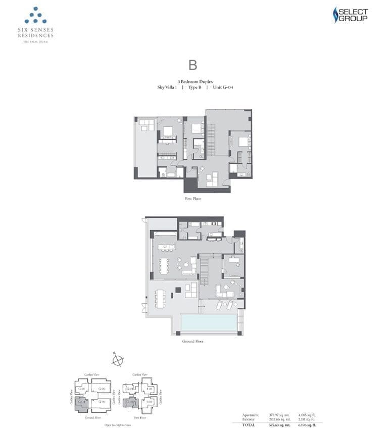 Six Senses Residences 3 Bedroom Duplex Type B Floor Plans