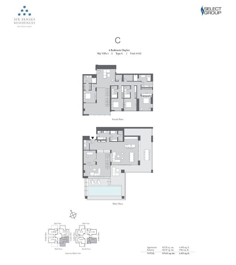 Six Senses Residences 4 Bedroom Duplex Unit 302 Floor Plans