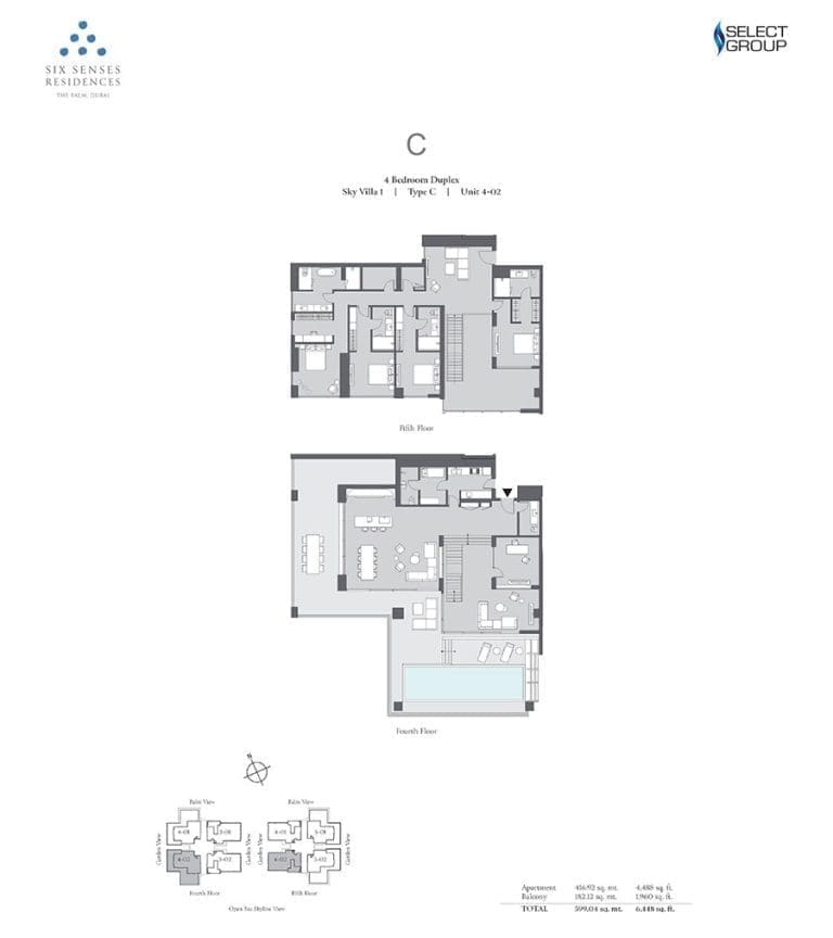 Six Senses Residences 4 Bedroom Duplex Unit 402 Floor Plans